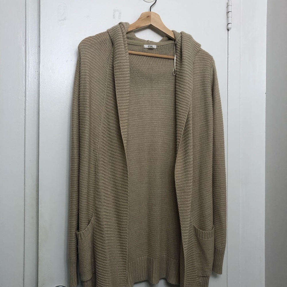 Ardene Women's Long Hooded Cardigan, beige,  Size Small - Picture 9 of 9